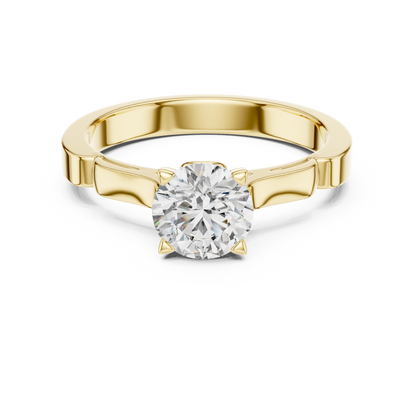 Round Lab Grown Diamond Solitaire Ring | Knife-Edge 4-Prong Setting | Solid Gold
