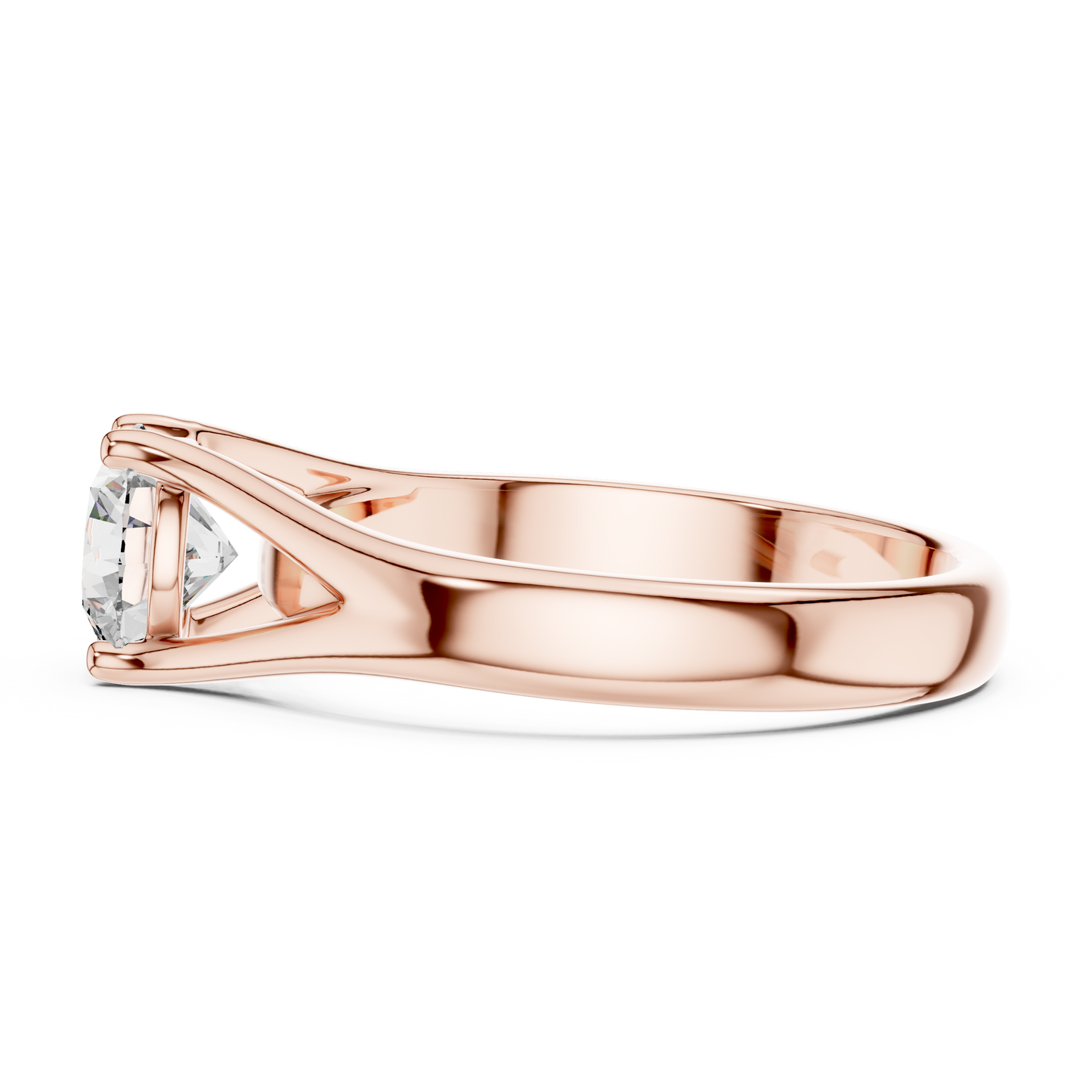 Round Lab Grown Diamond Solitaire Ring | Split-Shoulder Cathedral Band | Solid Gold