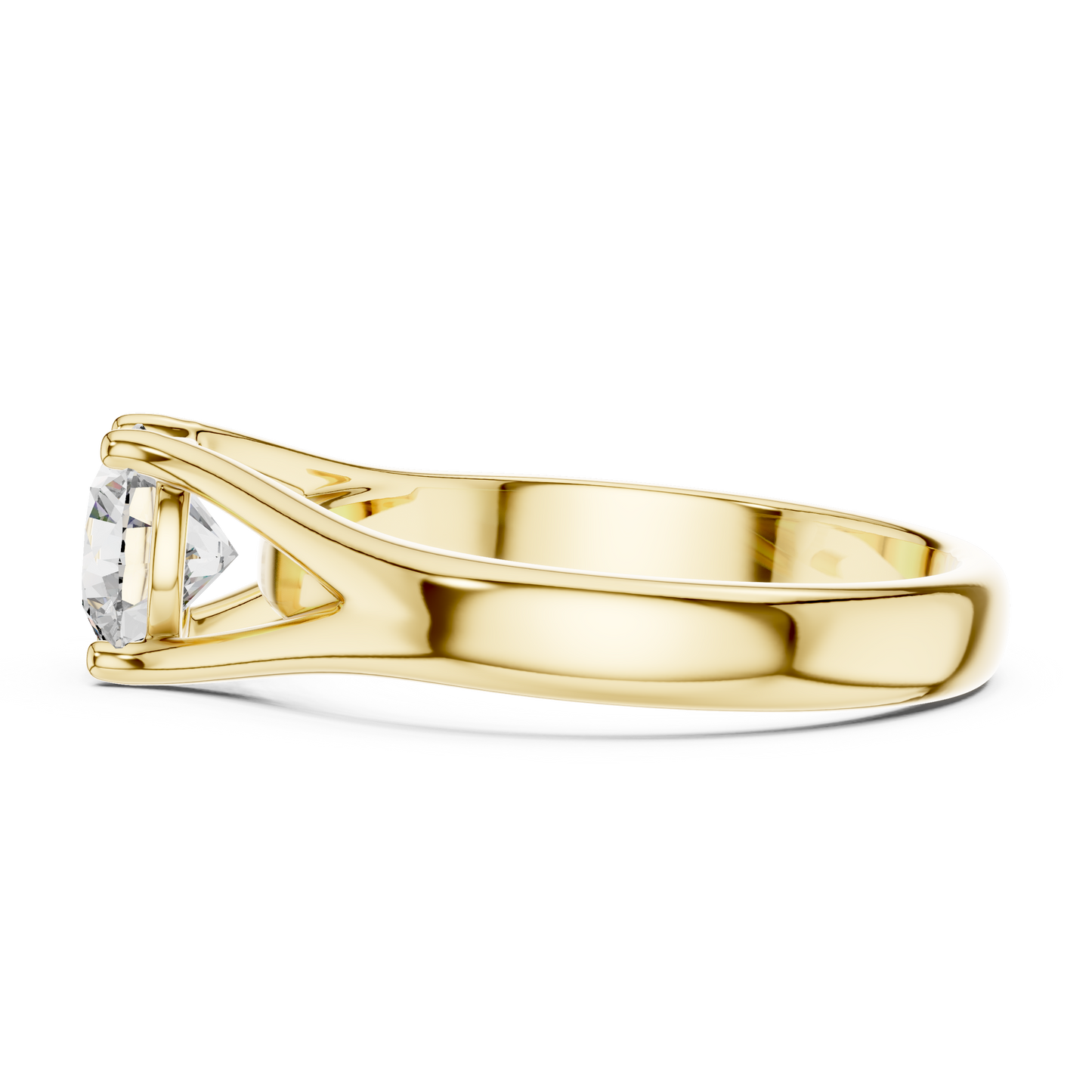 Round Lab Grown Diamond Solitaire Ring | Split-Shoulder Cathedral Band | Solid Gold