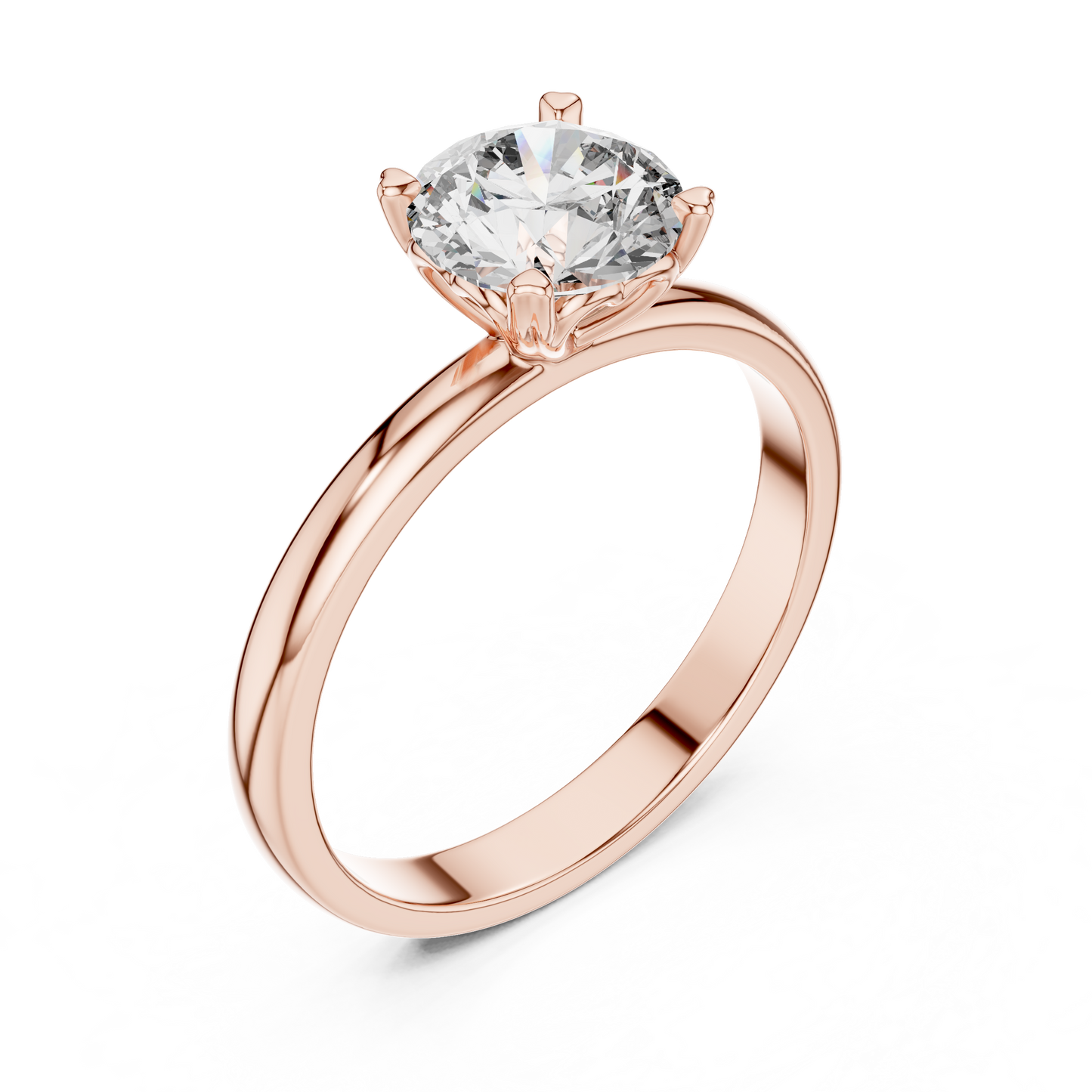 Round Lab Grown Diamond Solitaire Ring | Heart Motif Gallery Setting | Solid Gold