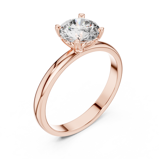 Round Lab Grown Diamond Solitaire Ring | Heart Motif Gallery Setting | Solid Gold