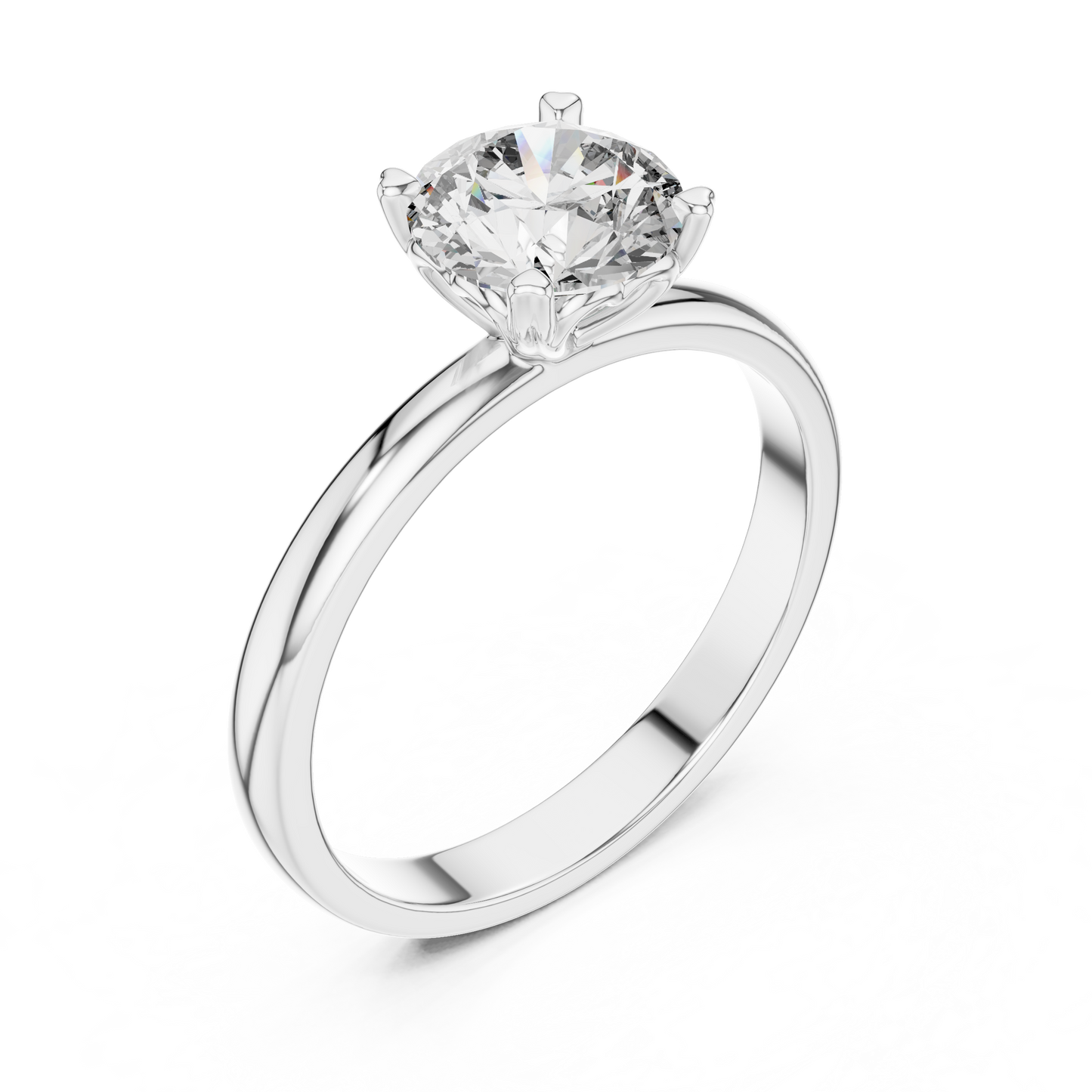 Round Lab Grown Diamond Solitaire Ring | Heart Motif Gallery Setting | Solid Gold