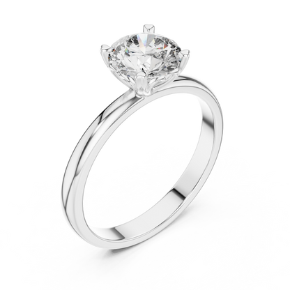 Round Lab Grown Diamond Solitaire Ring | Heart Motif Gallery Setting | Solid Gold