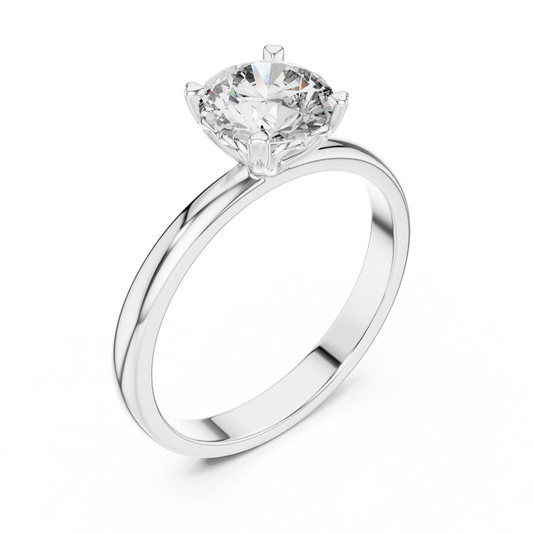 Round Lab Grown Diamond Solitaire Ring | Heart Motif Gallery Setting | Solid Gold