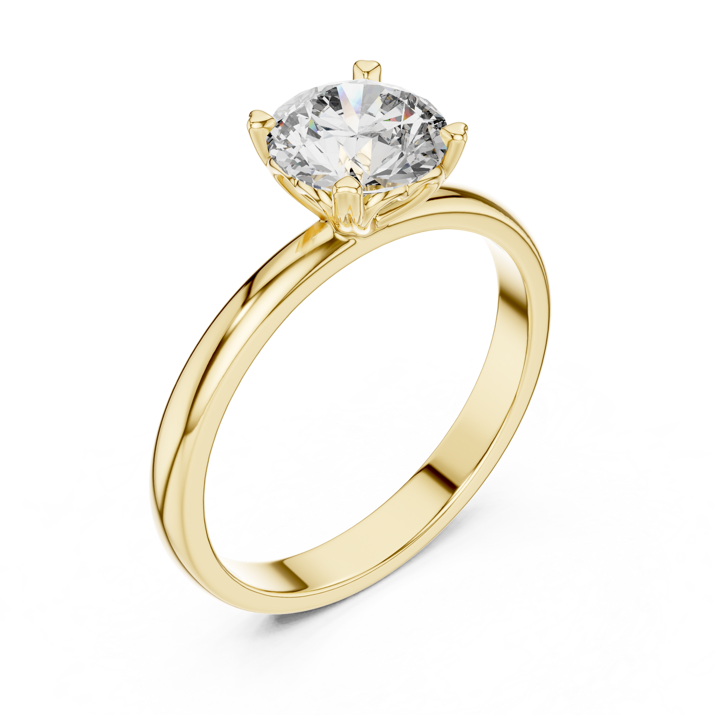 Round Lab Grown Diamond Solitaire Ring | Heart Motif Gallery Setting | Solid Gold