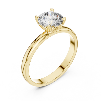 Round Lab Grown Diamond Solitaire Ring | Heart Motif Gallery Setting | Solid Gold