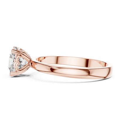 Round Lab Grown Diamond Solitaire Ring | Heart Motif Gallery Setting | Solid Gold