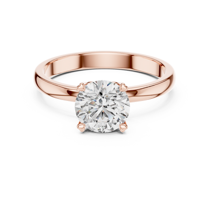Round Lab Grown Diamond Solitaire Ring | Heart Motif Gallery Setting | Solid Gold