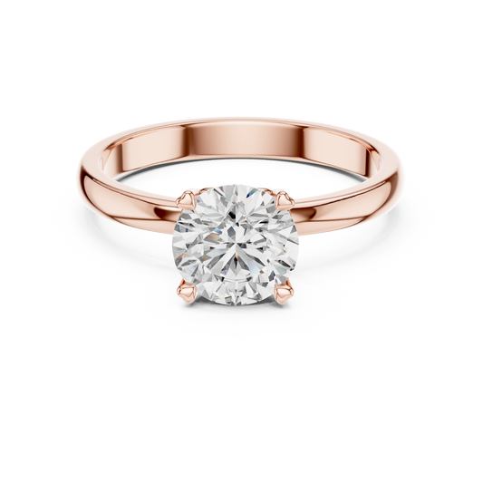 Round Lab Grown Diamond Solitaire Ring | Heart Motif Gallery Setting | Solid Gold