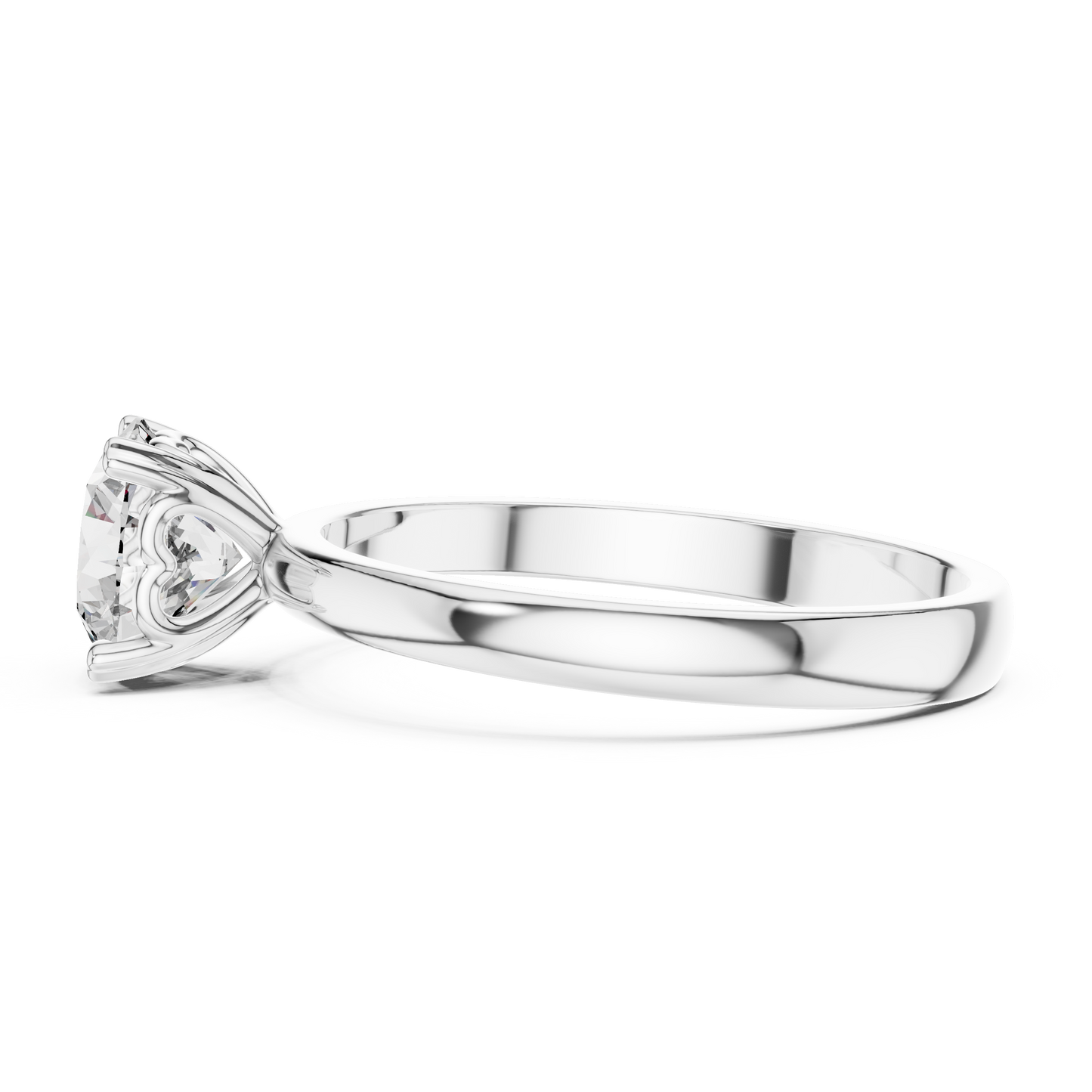 Round Lab Grown Diamond Solitaire Ring | Heart Motif Gallery Setting | Solid Gold
