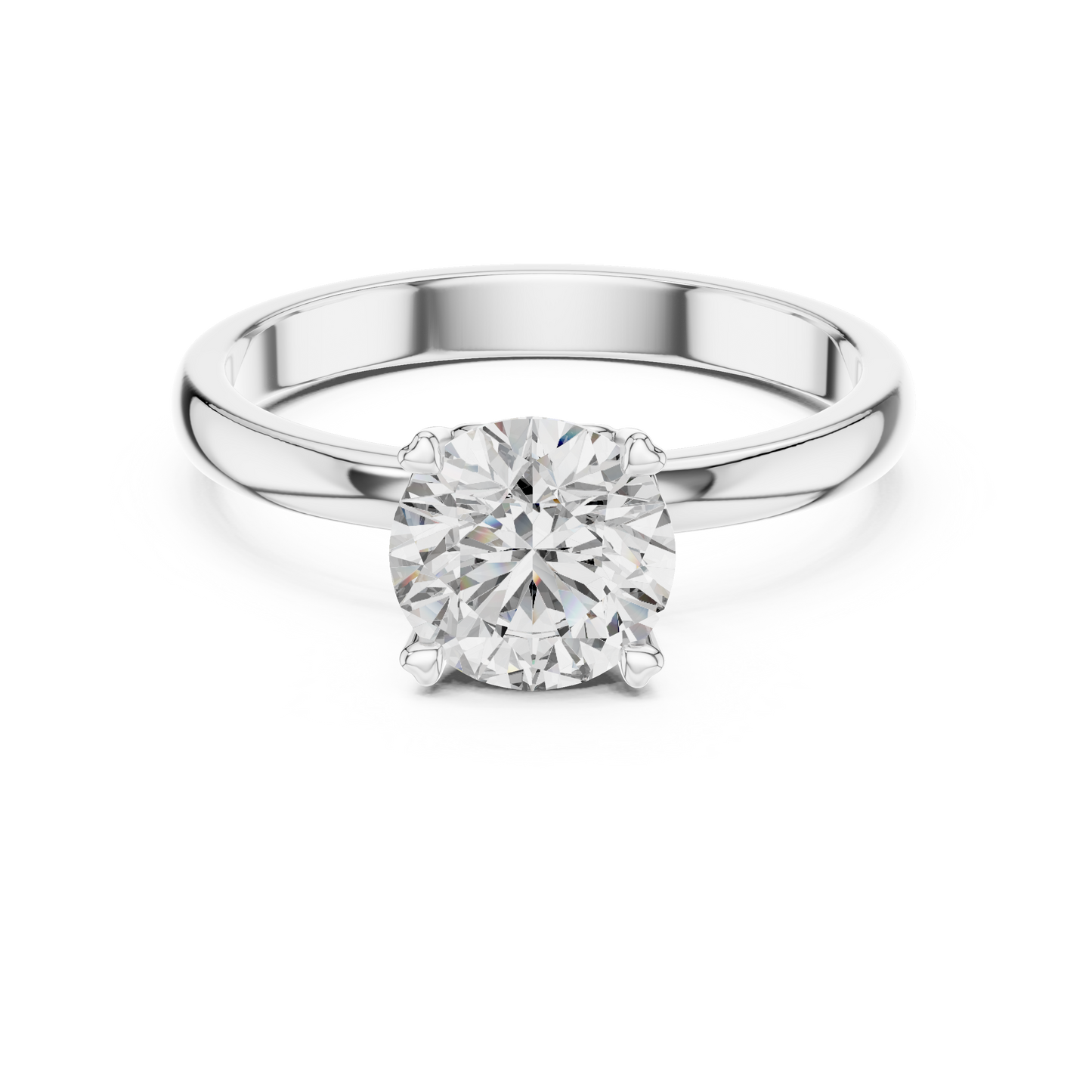 Round Lab Grown Diamond Solitaire Ring | Heart Motif Gallery Setting | Solid Gold