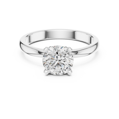 Round Lab Grown Diamond Solitaire Ring | Heart Motif Gallery Setting | Solid Gold