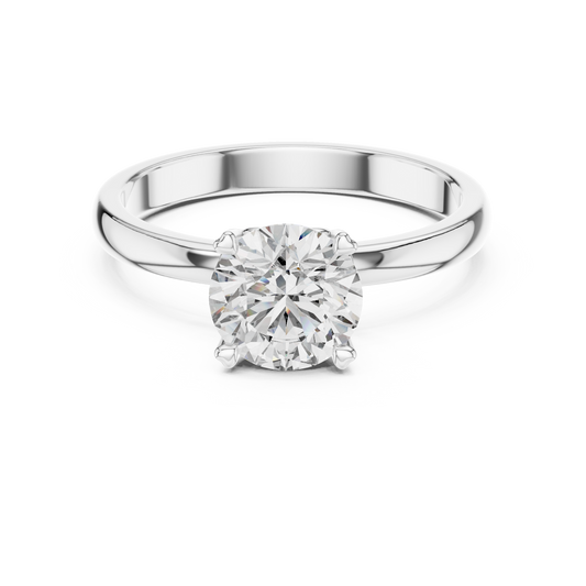 Round Lab Grown Diamond Solitaire Ring | Heart Motif Gallery Setting | Solid Gold