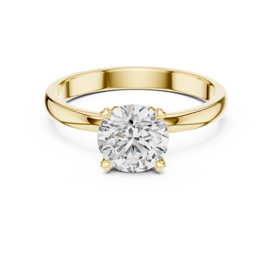 Round Lab Grown Diamond Solitaire Ring | Heart Motif Gallery Setting | Solid Gold