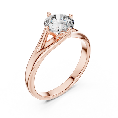 Round Lab Grown Diamond Solitaire Ring | Elegant Split-Shank Setting | Solid Gold