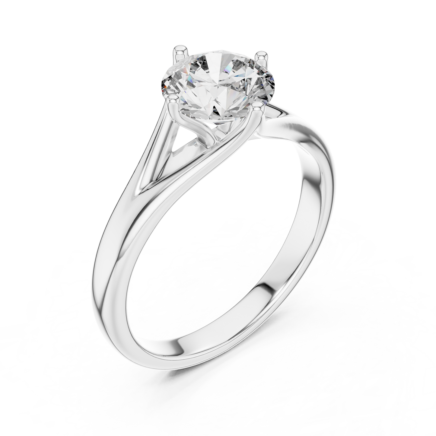 Round Lab Grown Diamond Solitaire Ring | Elegant Split-Shank Setting | Solid Gold