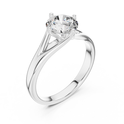 Round Lab Grown Diamond Solitaire Ring | Elegant Split-Shank Setting | Solid Gold
