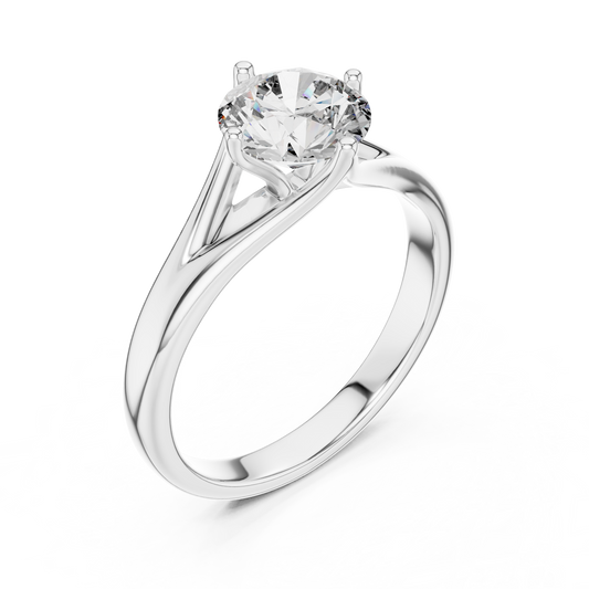 Round Lab Grown Diamond Solitaire Ring | Elegant Split-Shank Setting | Solid Gold