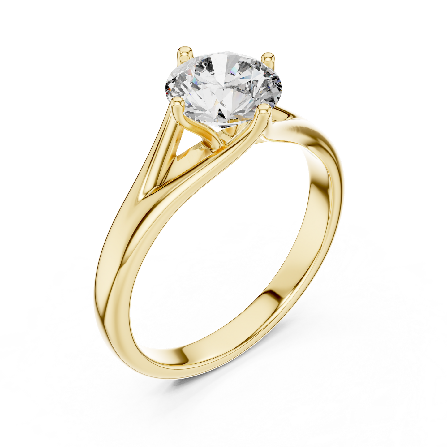 Round Lab Grown Diamond Solitaire Ring | Elegant Split-Shank Setting | Solid Gold