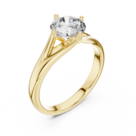 Round Lab Grown Diamond Solitaire Ring | Elegant Split-Shank Setting | Solid Gold