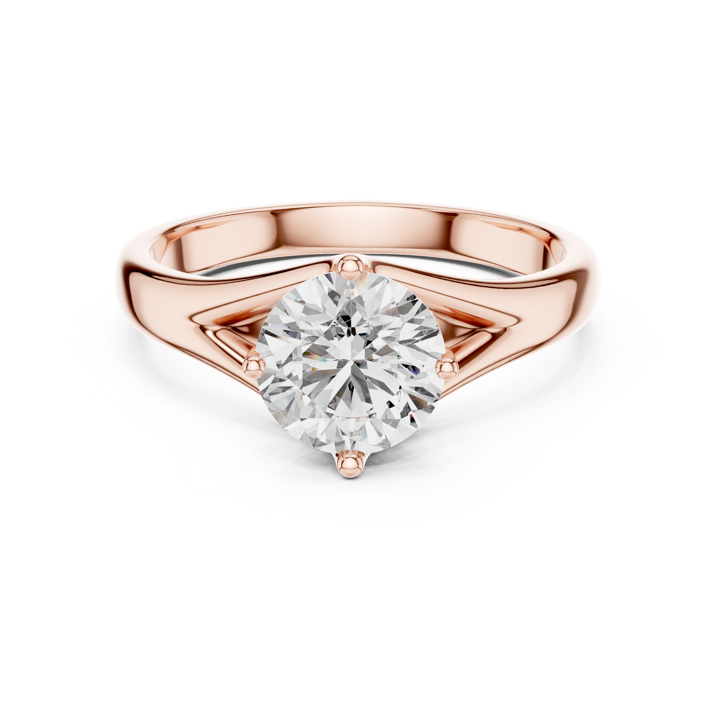 Round Lab Grown Diamond Solitaire Ring | Elegant Split-Shank Setting | Solid Gold