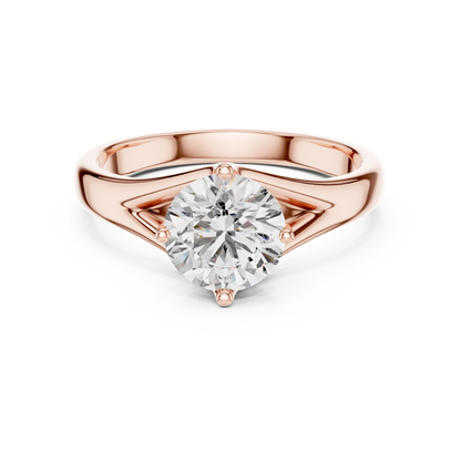Round Lab Grown Diamond Solitaire Ring | Elegant Split-Shank Setting | Solid Gold