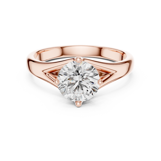 Round Lab Grown Diamond Solitaire Ring | Elegant Split-Shank Setting | Solid Gold
