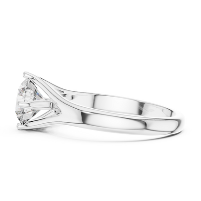 Round Lab Grown Diamond Solitaire Ring | Elegant Split-Shank Setting | Solid Gold