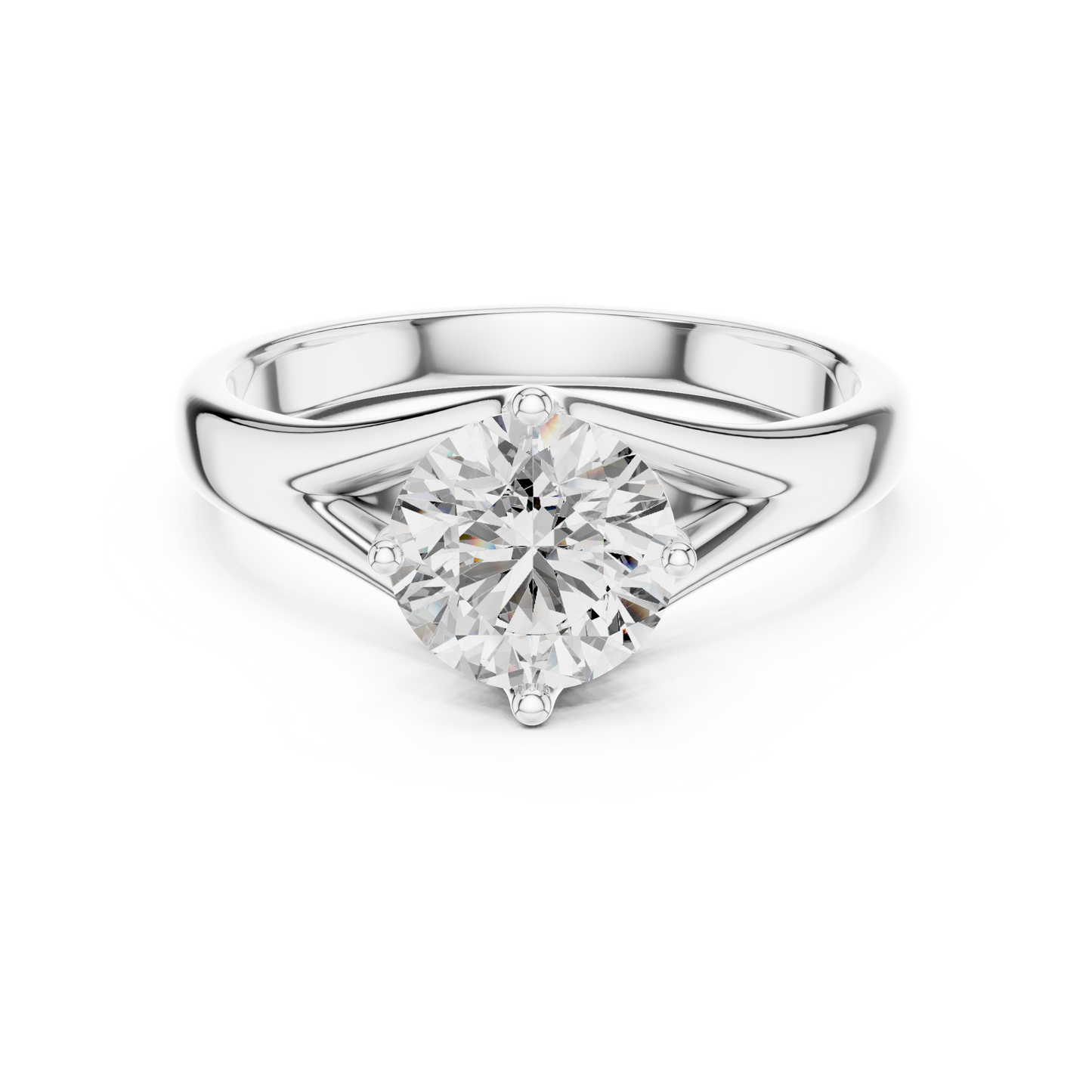 Round Lab Grown Diamond Solitaire Ring | Elegant Split-Shank Setting | Solid Gold