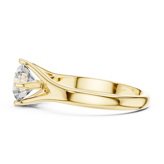 Round Lab Grown Diamond Solitaire Ring | Elegant Split-Shank Setting | Solid Gold