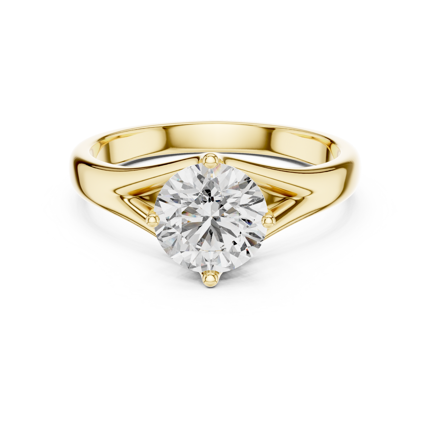 Round Lab Grown Diamond Solitaire Ring | Elegant Split-Shank Setting | Solid Gold