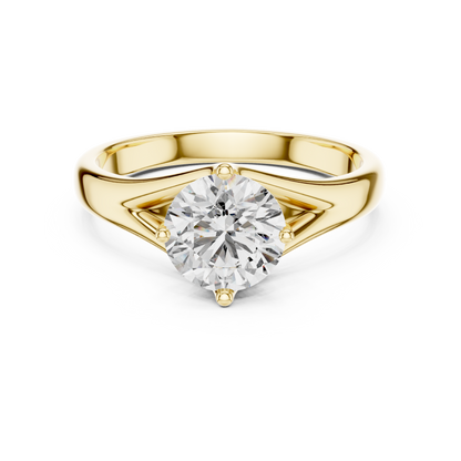 Round Lab Grown Diamond Solitaire Ring | Elegant Split-Shank Setting | Solid Gold