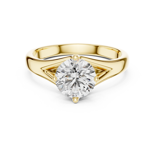 Round Lab Grown Diamond Solitaire Ring | Elegant Split-Shank Setting | Solid Gold