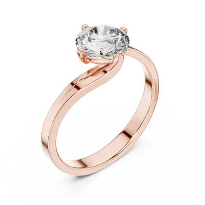 Round Lab Grown Diamond Solitaire Ring | Modern Bypass Tension Setting | Solid Gold