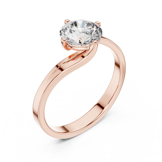 Round Lab Grown Diamond Solitaire Ring | Modern Bypass Tension Setting | Solid Gold