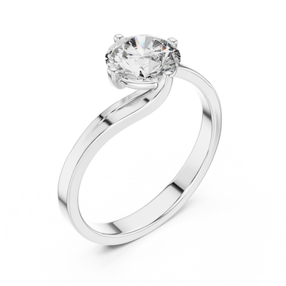 Round Lab Grown Diamond Solitaire Ring | Modern Bypass Tension Setting | Solid Gold