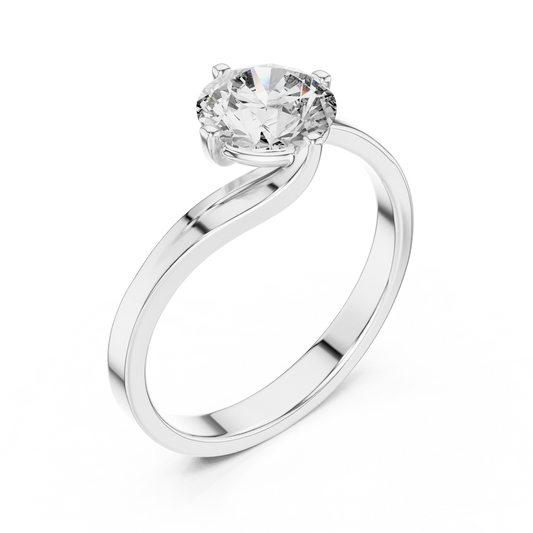 Round Lab Grown Diamond Solitaire Ring | Modern Bypass Tension Setting | Solid Gold