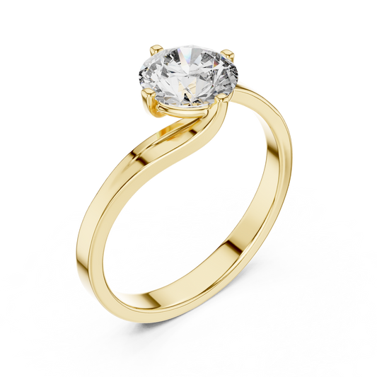 Round Lab Grown Diamond Solitaire Ring | Modern Bypass Tension Setting | Solid Gold