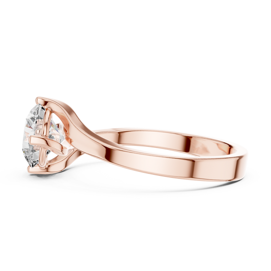 Round Lab Grown Diamond Solitaire Ring | Modern Bypass Tension Setting | Solid Gold