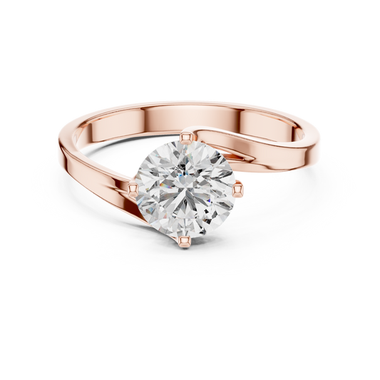 Round Lab Grown Diamond Solitaire Ring | Modern Bypass Tension Setting | Solid Gold
