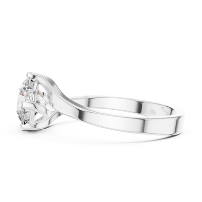 Round Lab Grown Diamond Solitaire Ring | Modern Bypass Tension Setting | Solid Gold