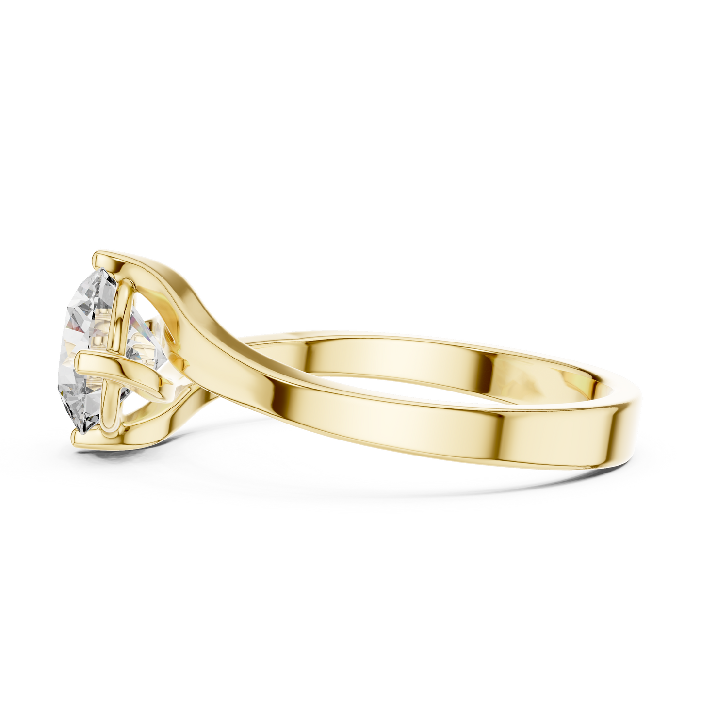 Round Lab Grown Diamond Solitaire Ring | Modern Bypass Tension Setting | Solid Gold