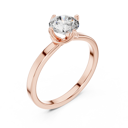 Round Lab Grown Diamond Solitaire Ring | Classic 4-Prong Comfort-Fit | Solid Gold