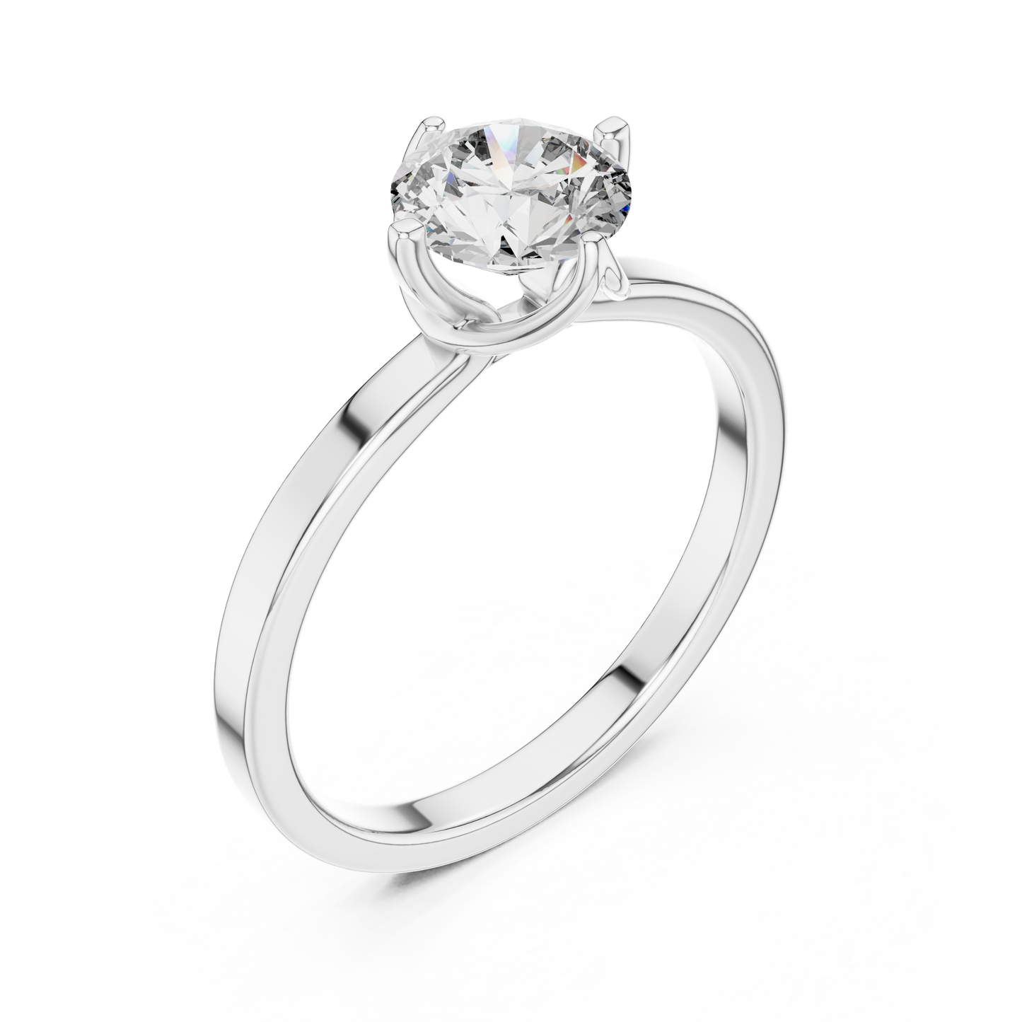 Round Lab Grown Diamond Solitaire Ring | Classic 4-Prong Comfort-Fit | Solid Gold