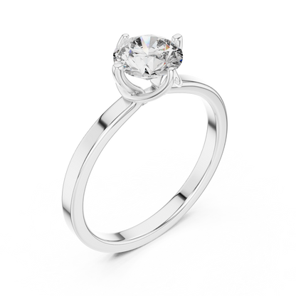 Round Lab Grown Diamond Solitaire Ring | Classic 4-Prong Comfort-Fit | Solid Gold