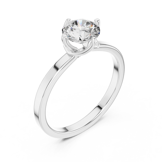 Round Lab Grown Diamond Solitaire Ring | Classic 4-Prong Comfort-Fit | Solid Gold