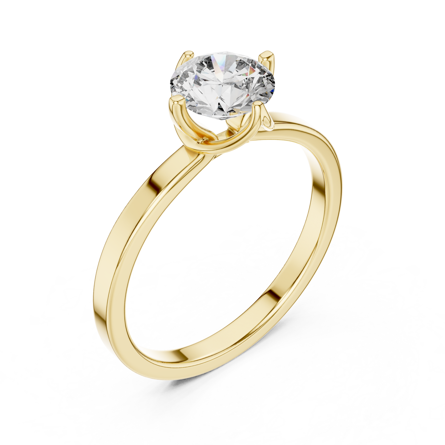 Round Lab Grown Diamond Solitaire Ring | Classic 4-Prong Comfort-Fit | Solid Gold