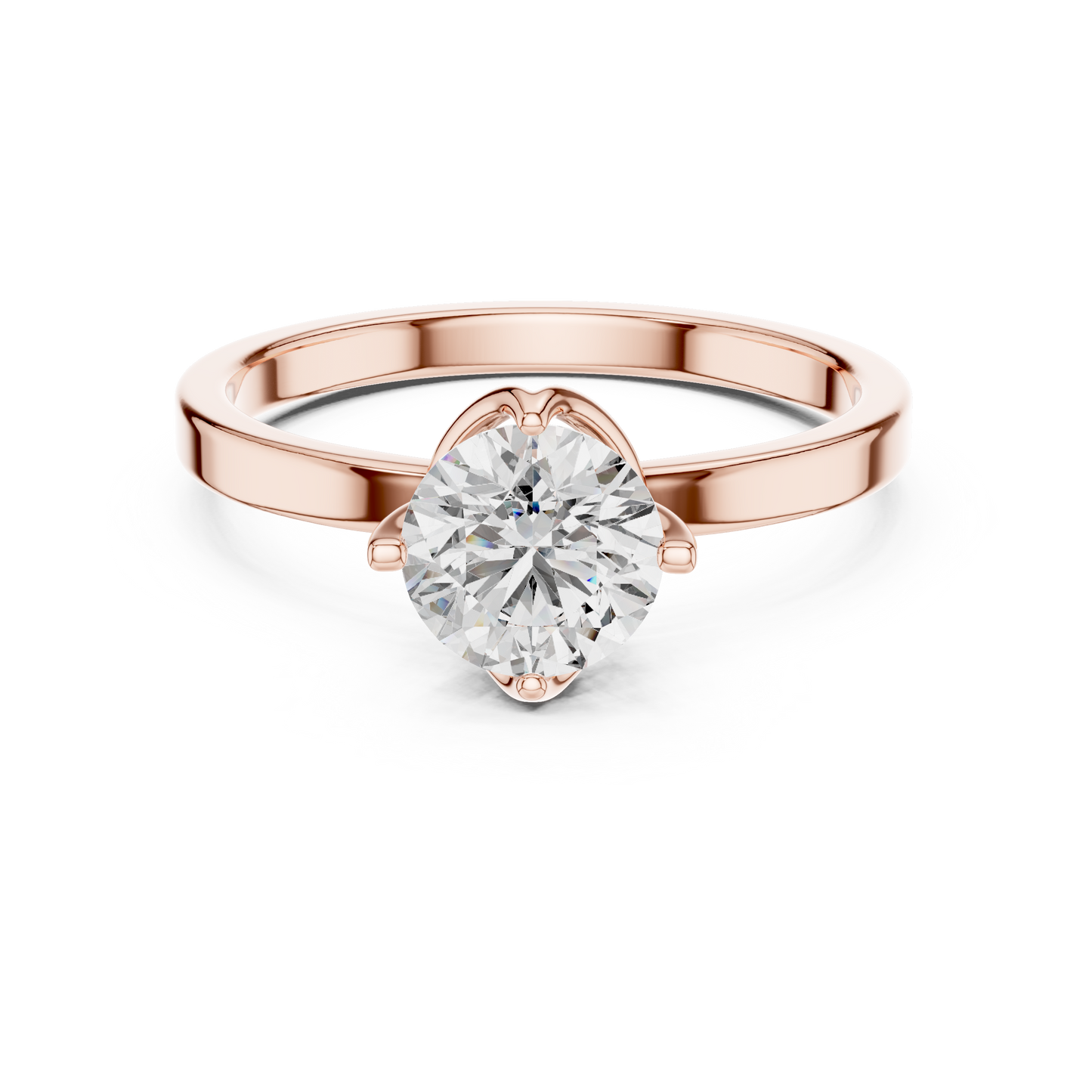 Round Lab Grown Diamond Solitaire Ring | Classic 4-Prong Comfort-Fit | Solid Gold