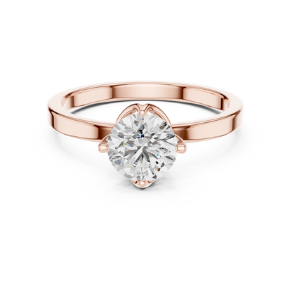 Round Lab Grown Diamond Solitaire Ring | Classic 4-Prong Comfort-Fit | Solid Gold