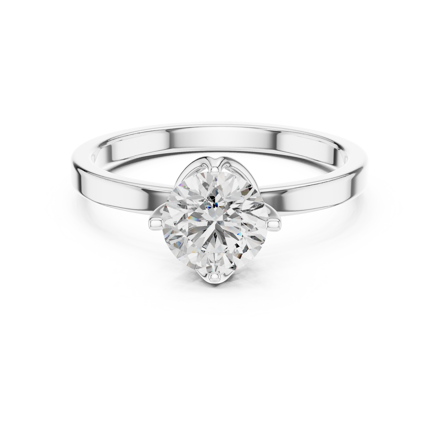 Round Lab Grown Diamond Solitaire Ring | Classic 4-Prong Comfort-Fit | Solid Gold
